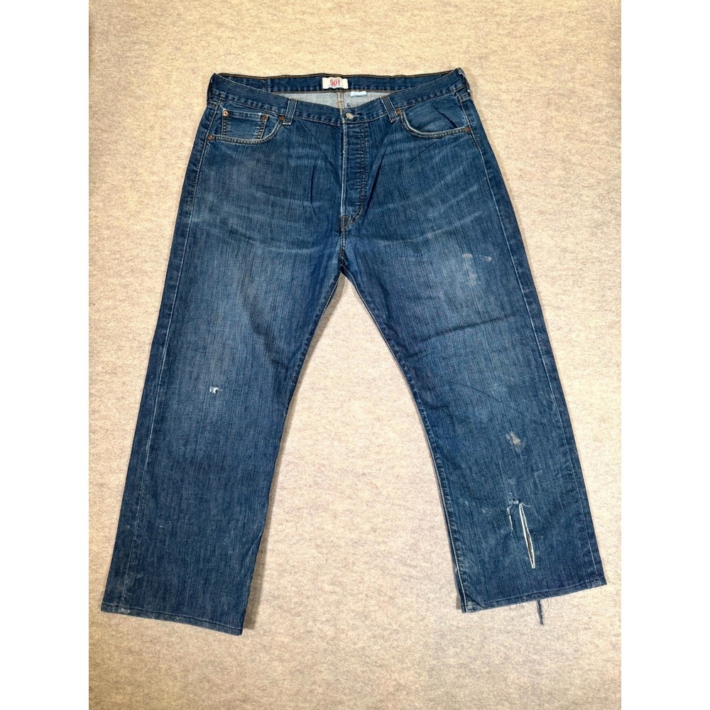 Vintage Levis 501 Original Straight Leg Jeans Mens 42x32 Blue Denim Distressed
